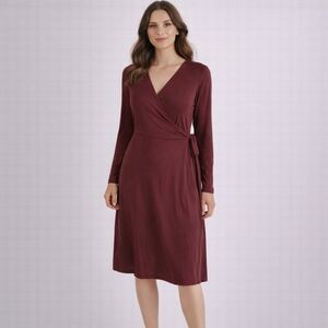 Express  Rust,red,scarlett Stretchy Faux Wrap  Midi 36" Long Dress M